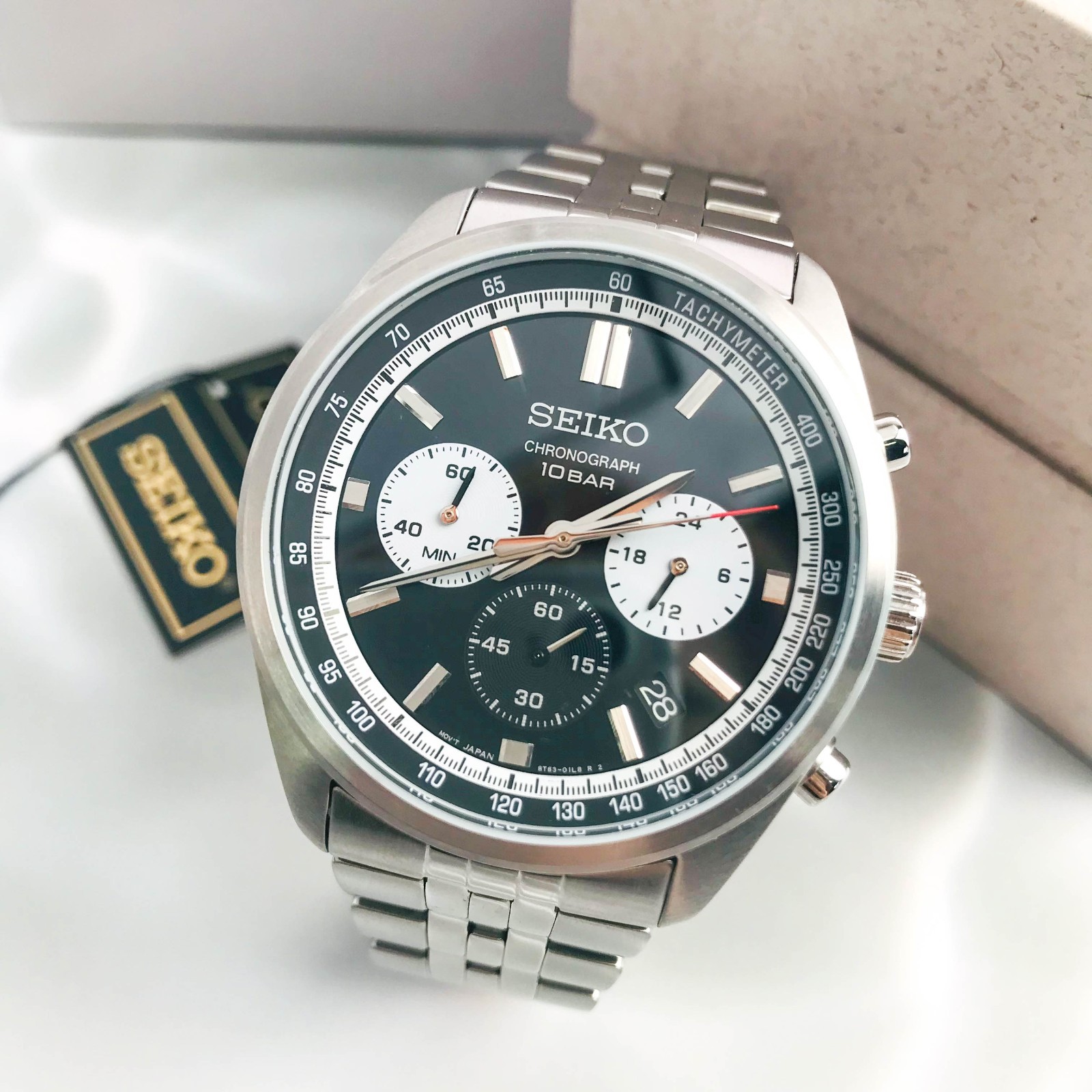 Seiko Essentials SSB429 Motorsports Chrono Quartz Black Dial Men’s Watch 41.5 mm
