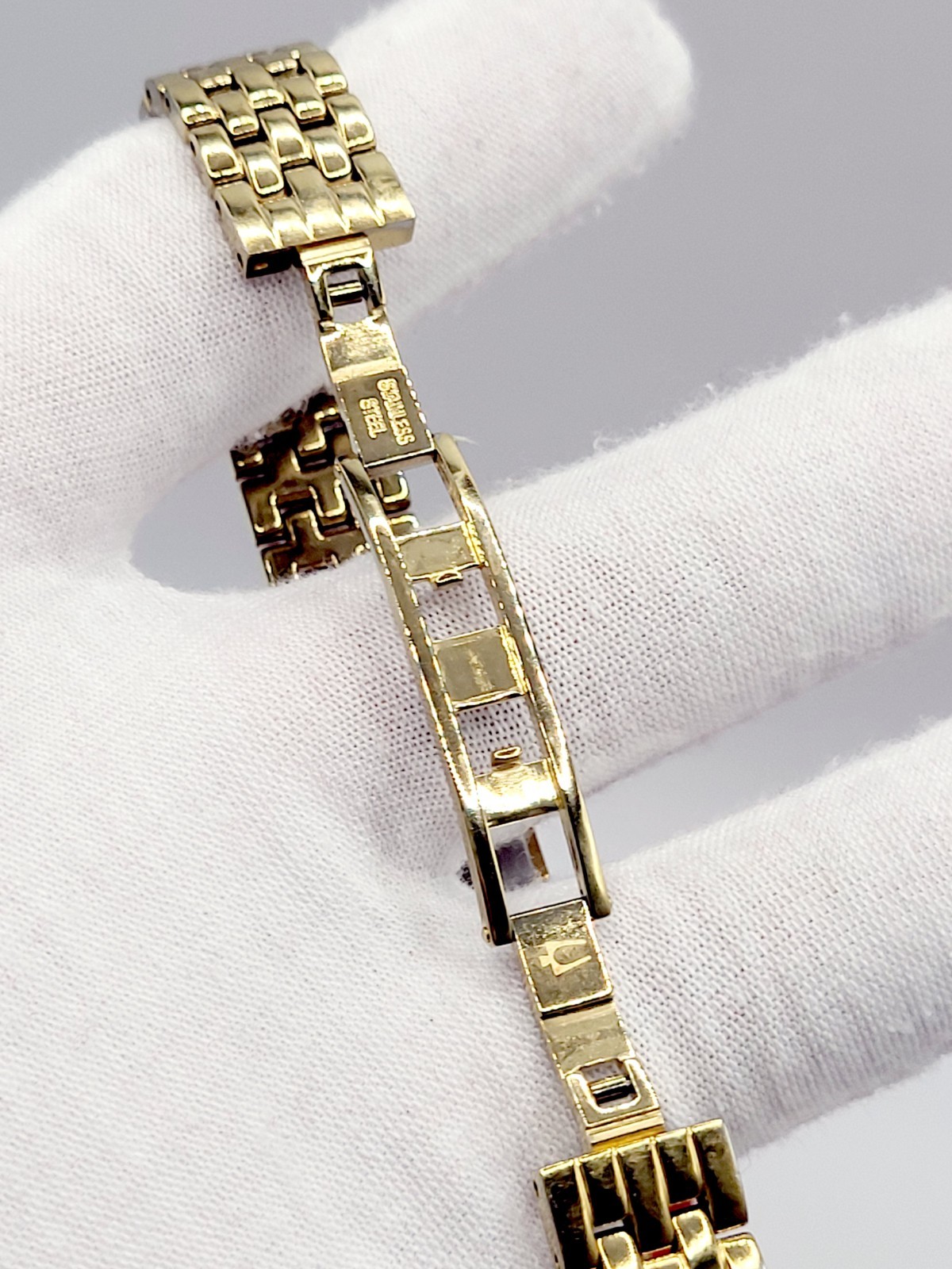 [N.MINT] 16mm Bulova Tank Diamond White Dial Gold Tone Women Watch
