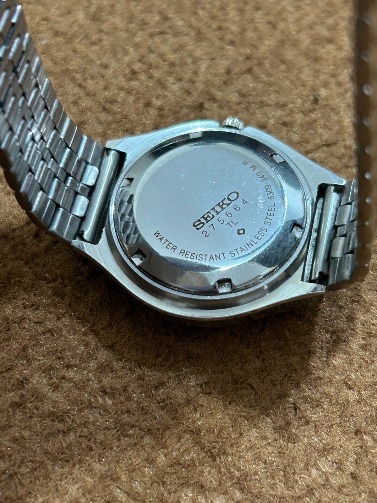 Vintage Seiko automatic 17 jewel orange texture dial day/date Japan watch-6309