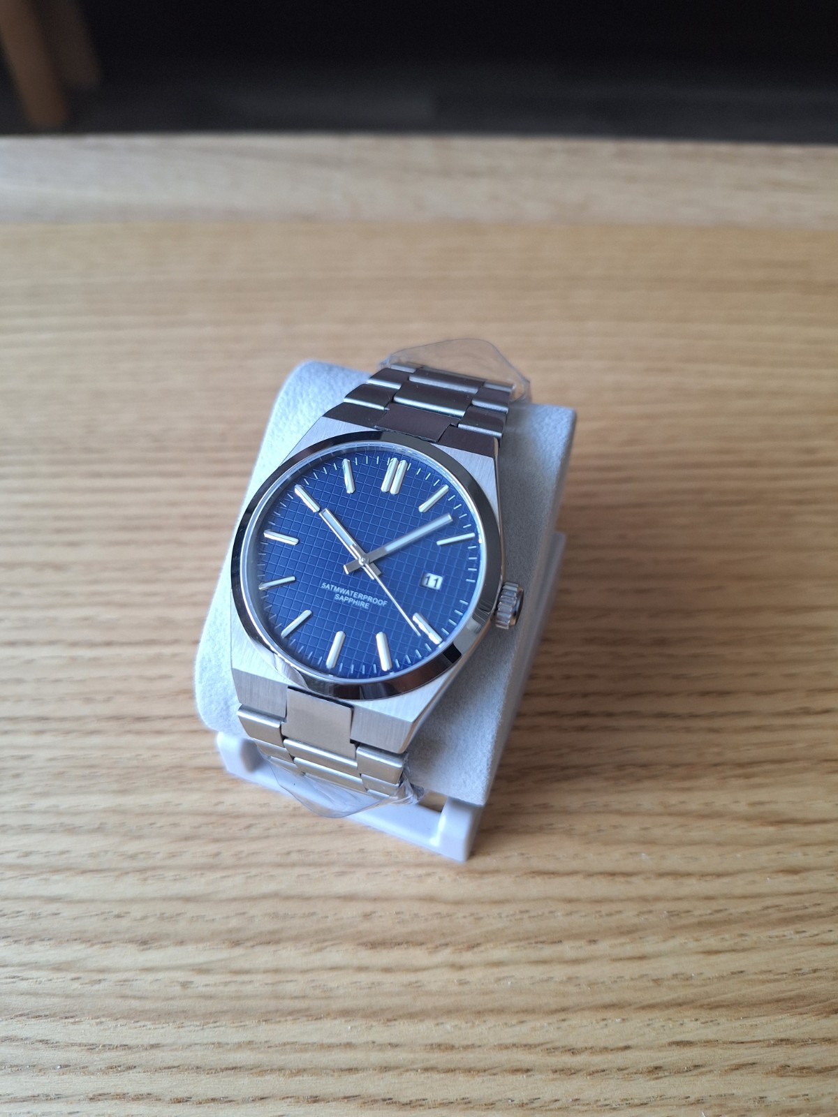 40mm Custom Homage Watch – Blue Textured Dial, Sapphire Crystal, Miyota Quartz