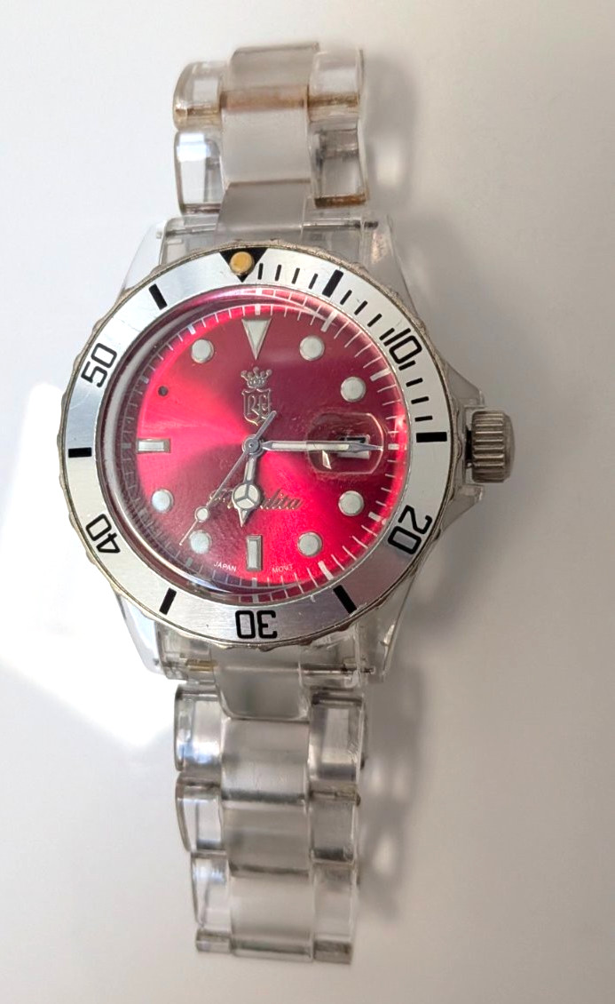 Transparent Polycarbonate Watch Floridita Red Dial Japan Movt Light