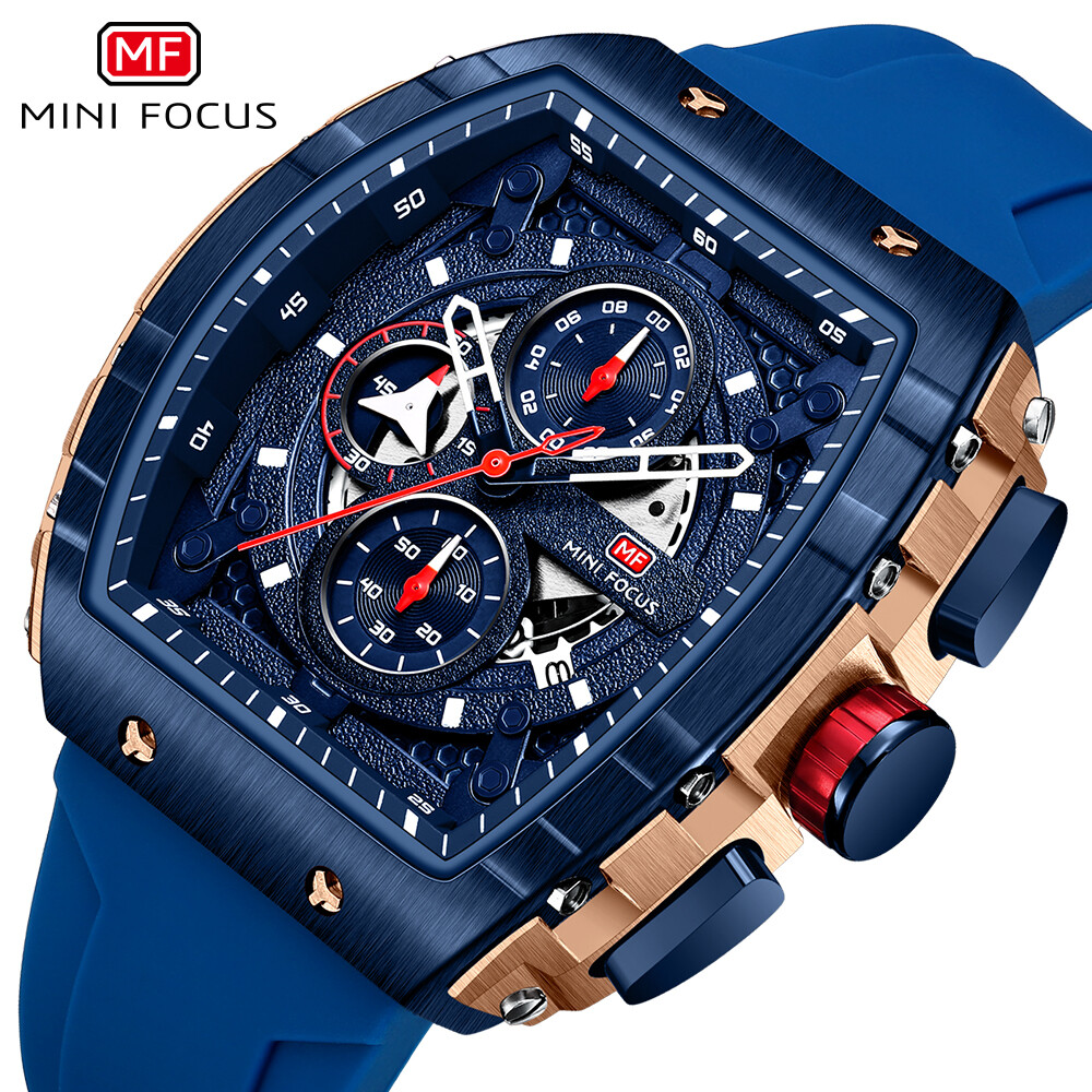 MINI FOCUS Men Watch Silicone Rectangle Date Wristwatch Military Boy Sport Watch