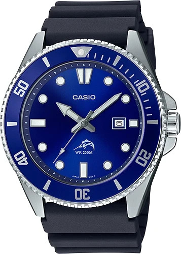 Casio Men’s Black and Royal Blue Dive Style Sports Analog Watch – MDV-106B-2AVCF