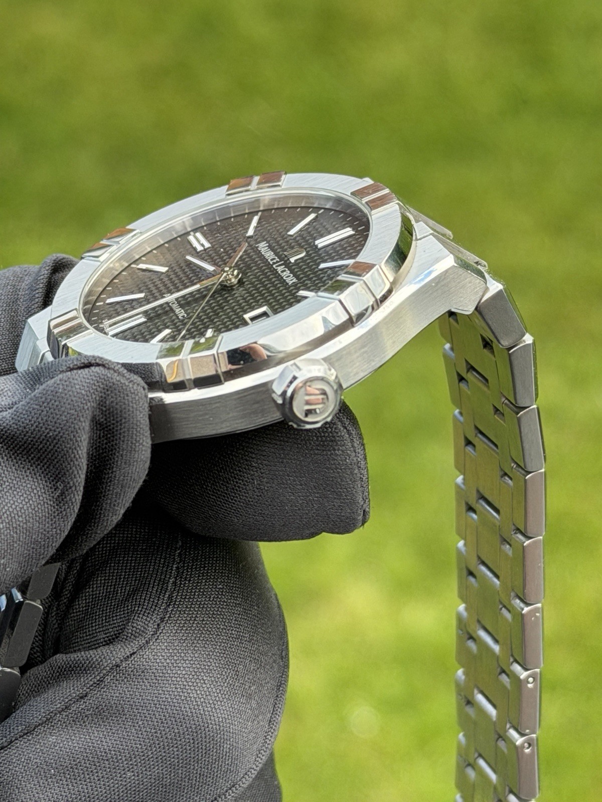Maurice Lacroix Aikon 42mm AI6008-SS002-330 Black Dial Watch Box Papers Full Set