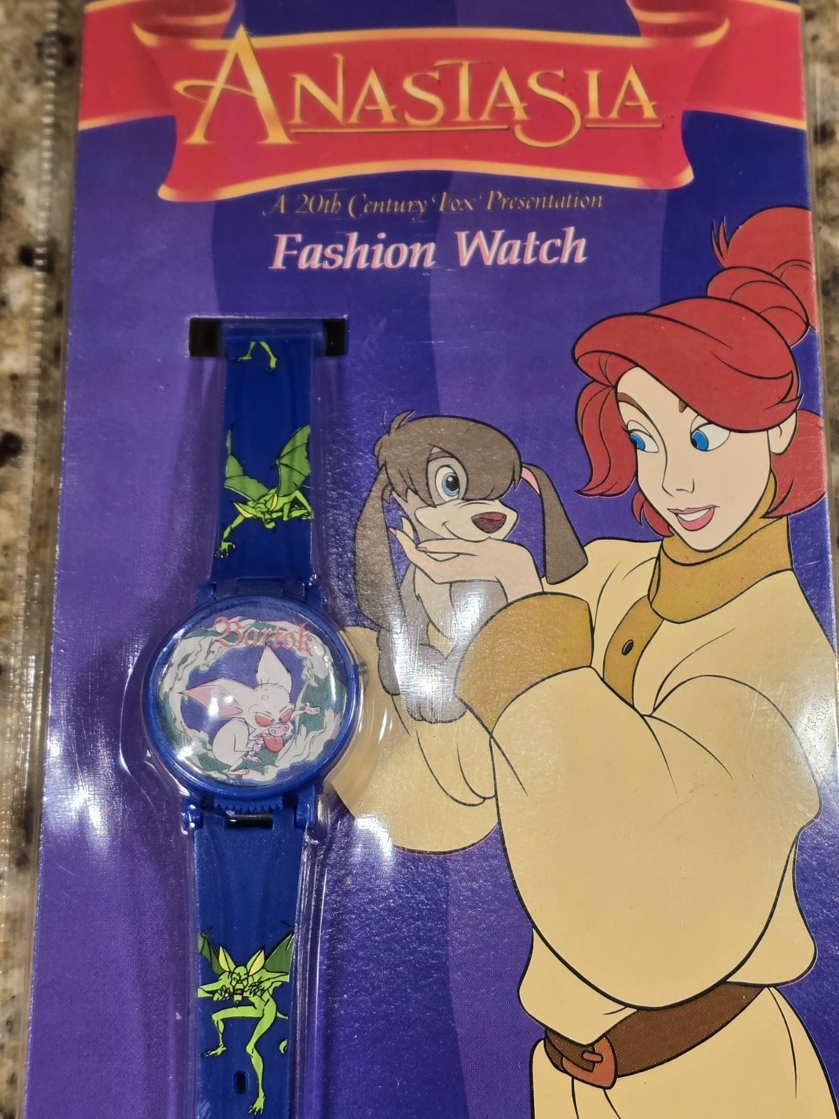 1997 ANASTASIA MOVIE BARTOK THE BAT QUARTZ FASHION WATCH BY NELSONIC RARE VTG