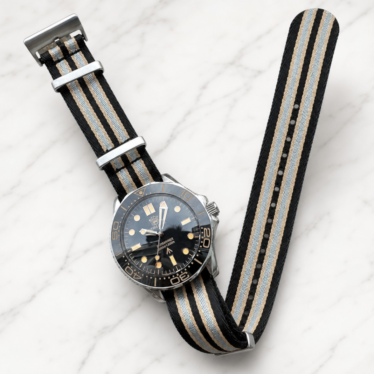 Men’s Stainless Diver Watch Black Orange Dial Luminous 300M Waterproof Steeldive