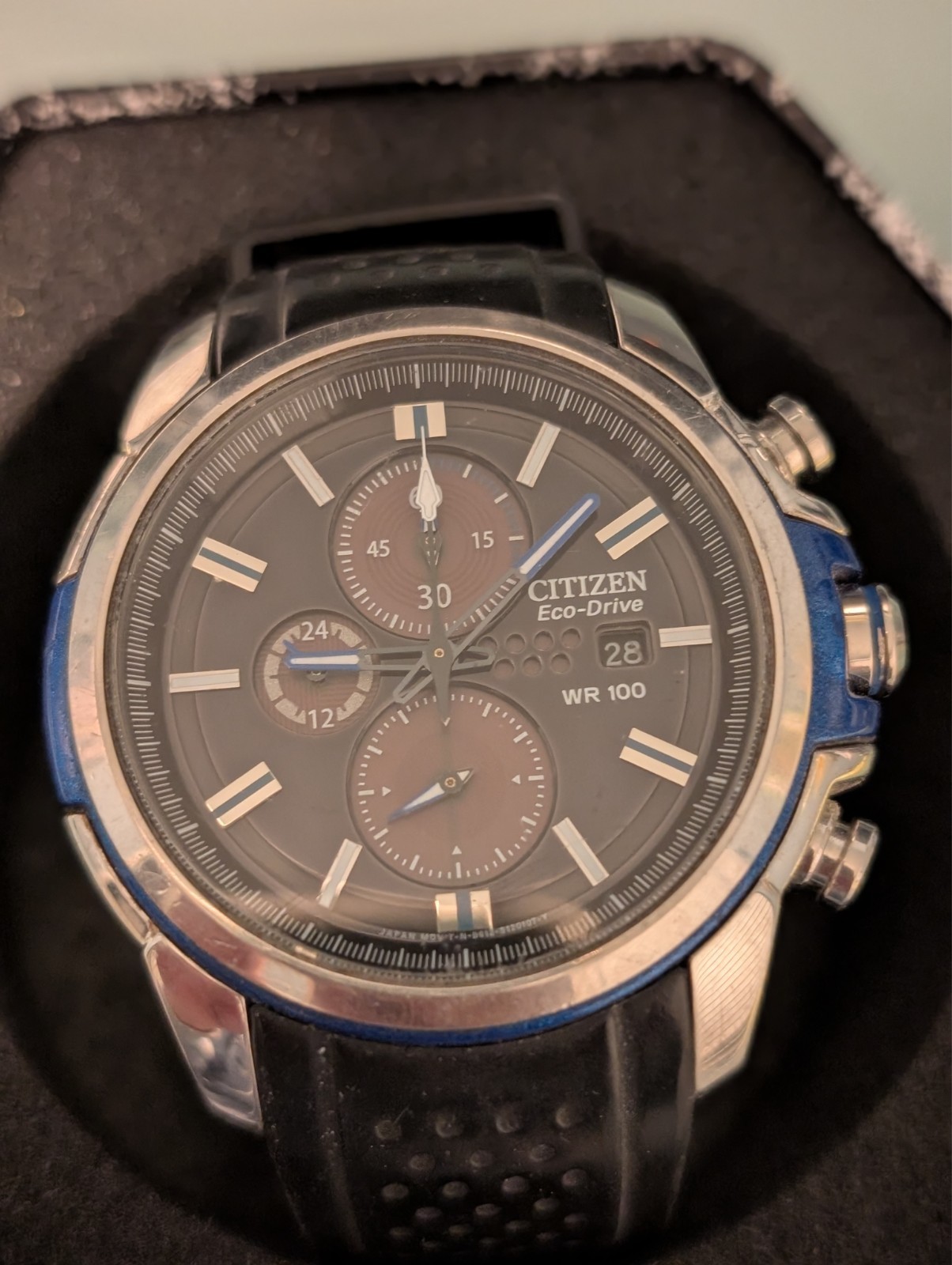 Citizen Eco-Drive mens watch B612-S082757 with Blue and Silver Case
