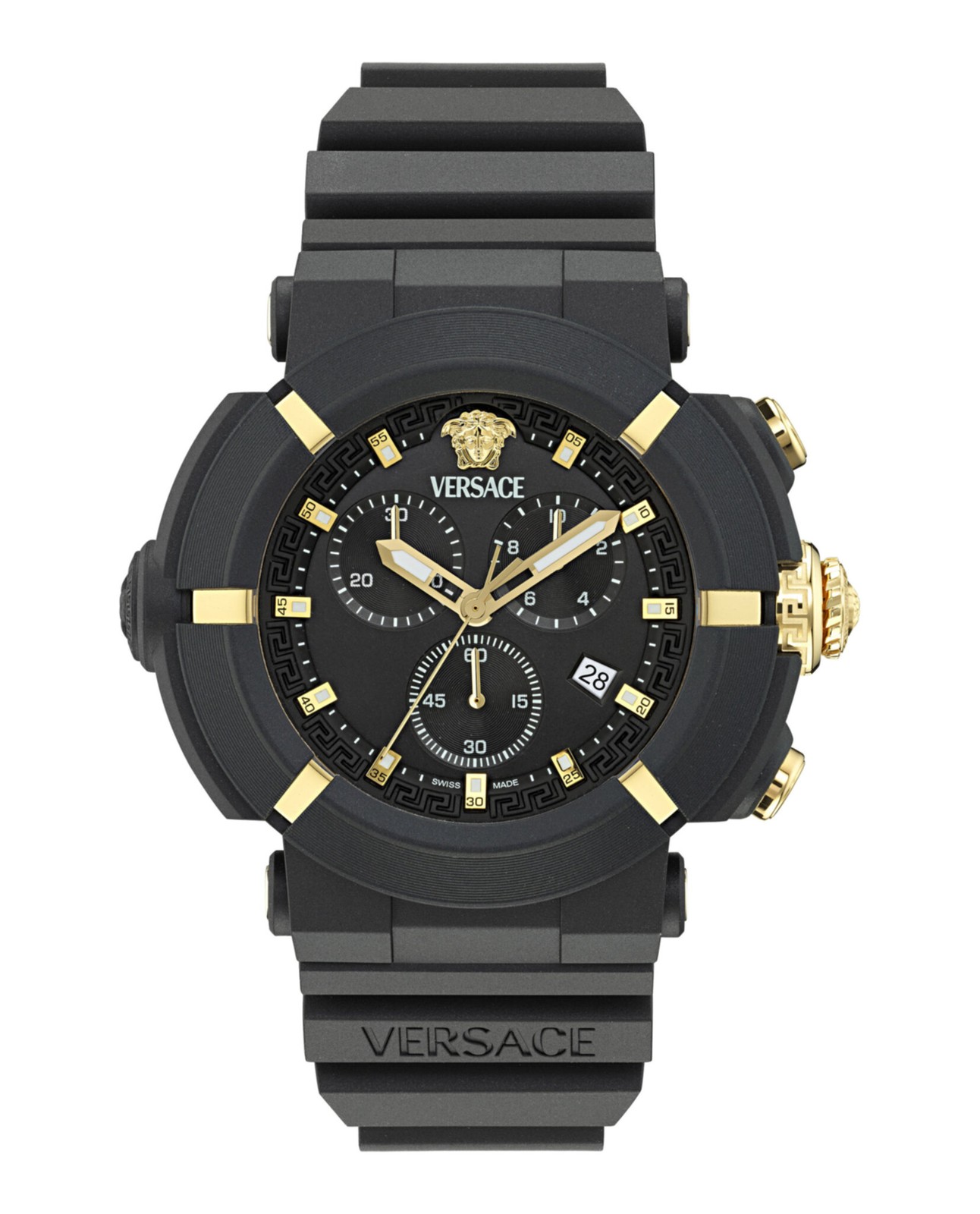 Versace Mens Black 45mm Strap Fashion Watch