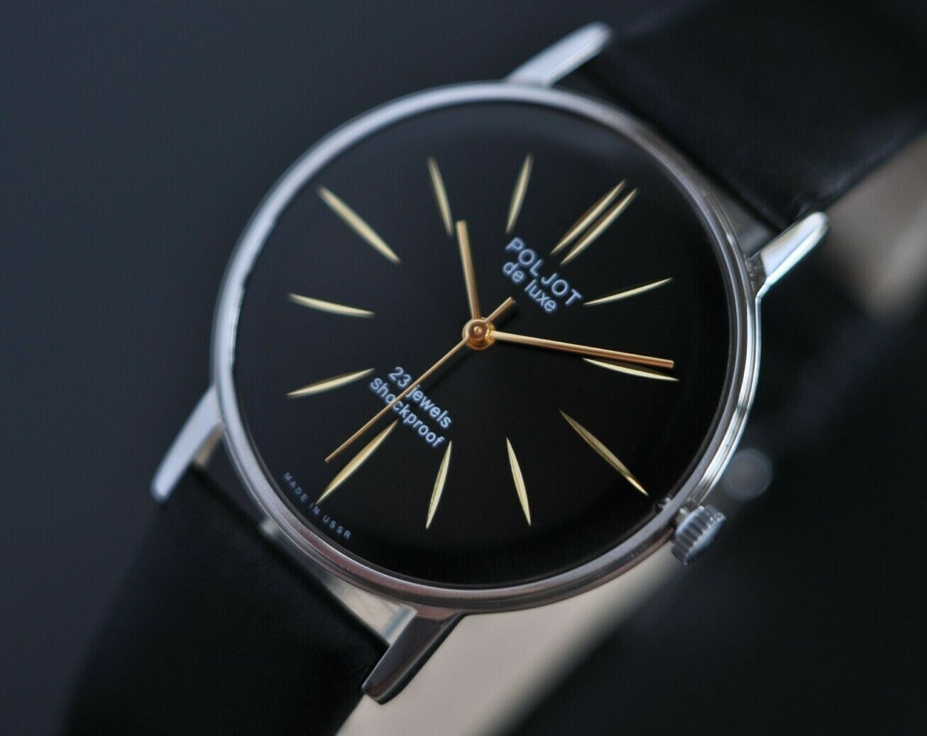 NOS! Poljot De LUXE Extra SLIM Watch Men’s Vintage USSR Case St.Steel R.