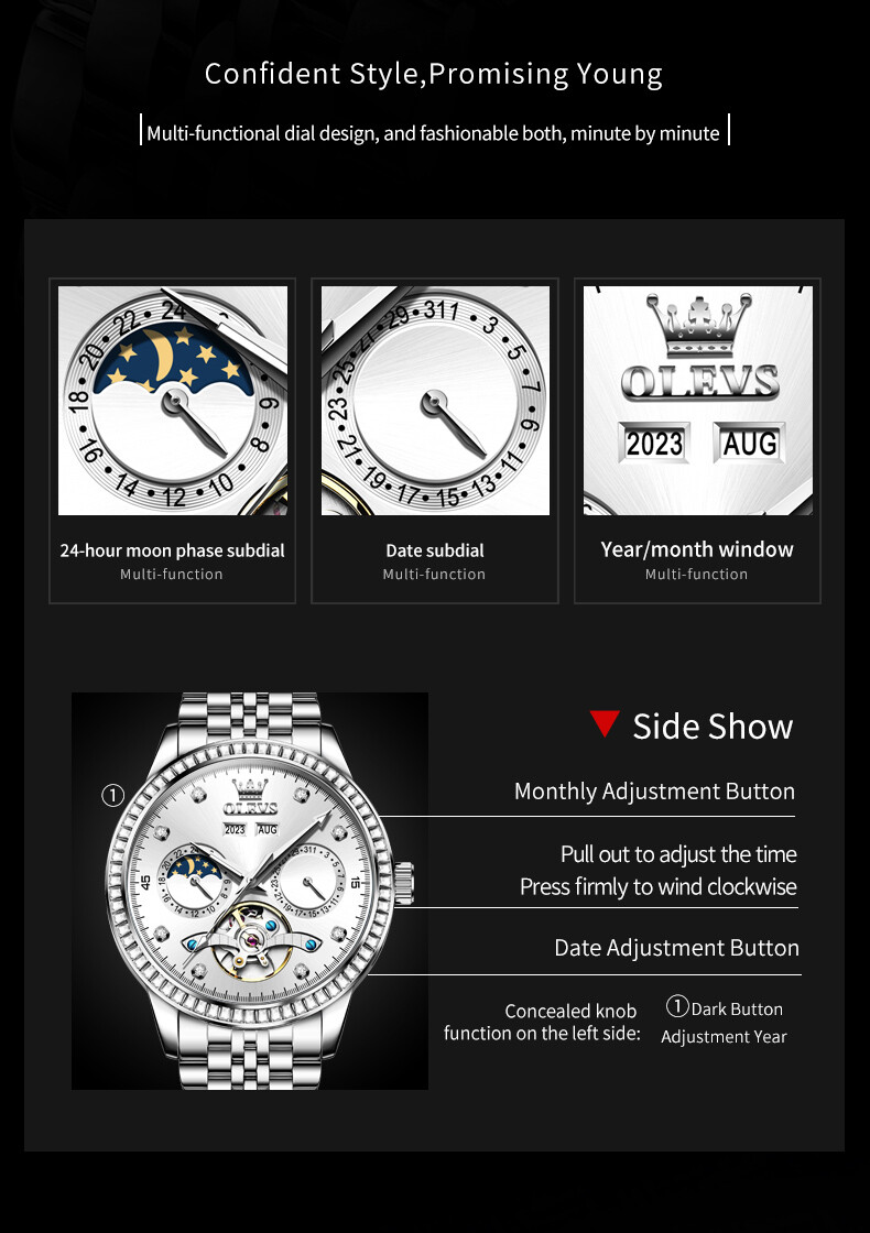 OLEVS Automatic Mechanical Waterproof Luminous Watch Date Men’s Wristwatch