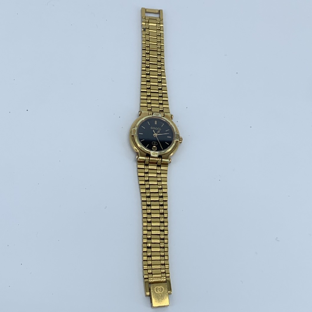 GUCCI 9200L Wristwatch Quartz Gold x Black Dial 3ATM 30M 3Hand Ladies’ Cleaned