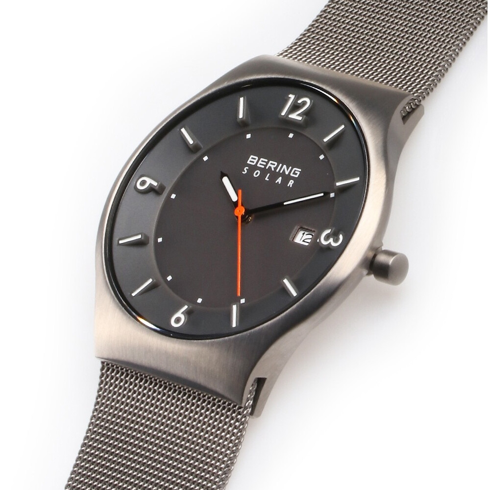 Bering Time Solar Powered, Milanese Bands Men’s Watch -Brushed Grey- 14440-077