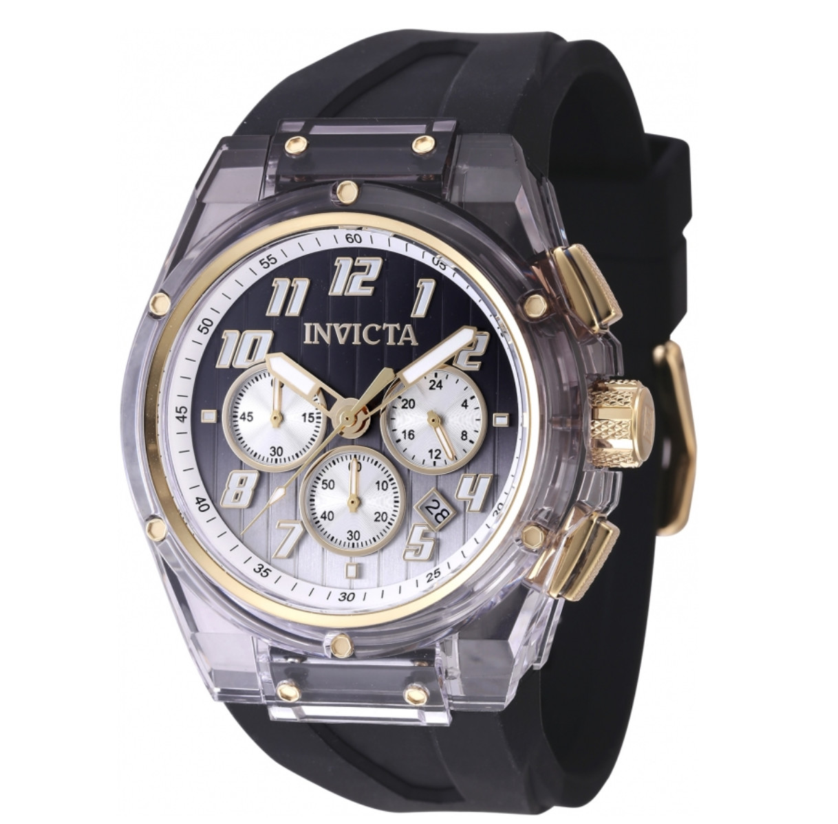 Invicta S1 Rally Prism Color Flip Men’s 44mm Clear Case Chrono Watch 47352