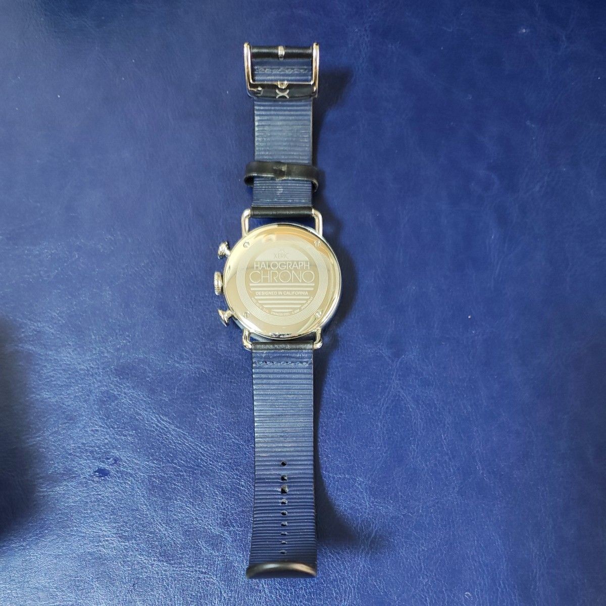Xeric Halograph Chronograph Silver Wristwatch Watch Leather Men’s w/ Box r#