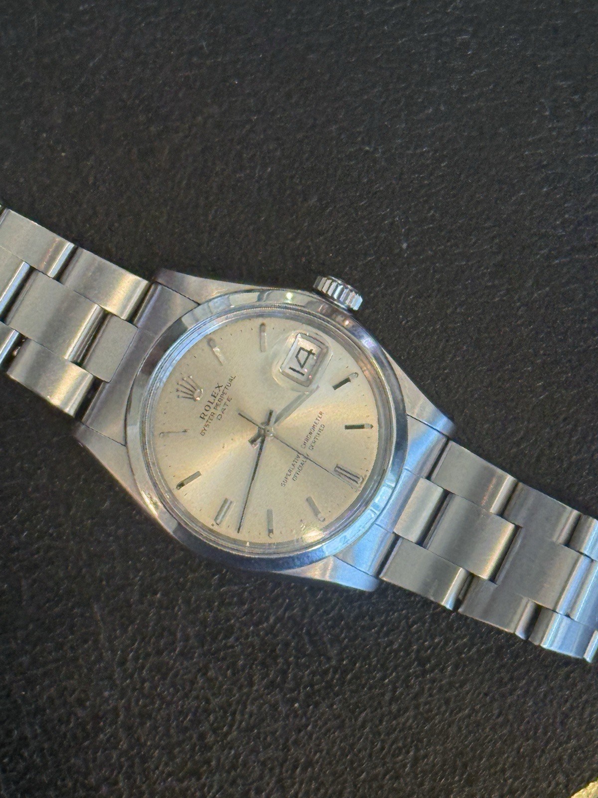 Rolex Oyster Perpetual Date 34mm Silver Sunburst Dial Auto Steel Bracelet