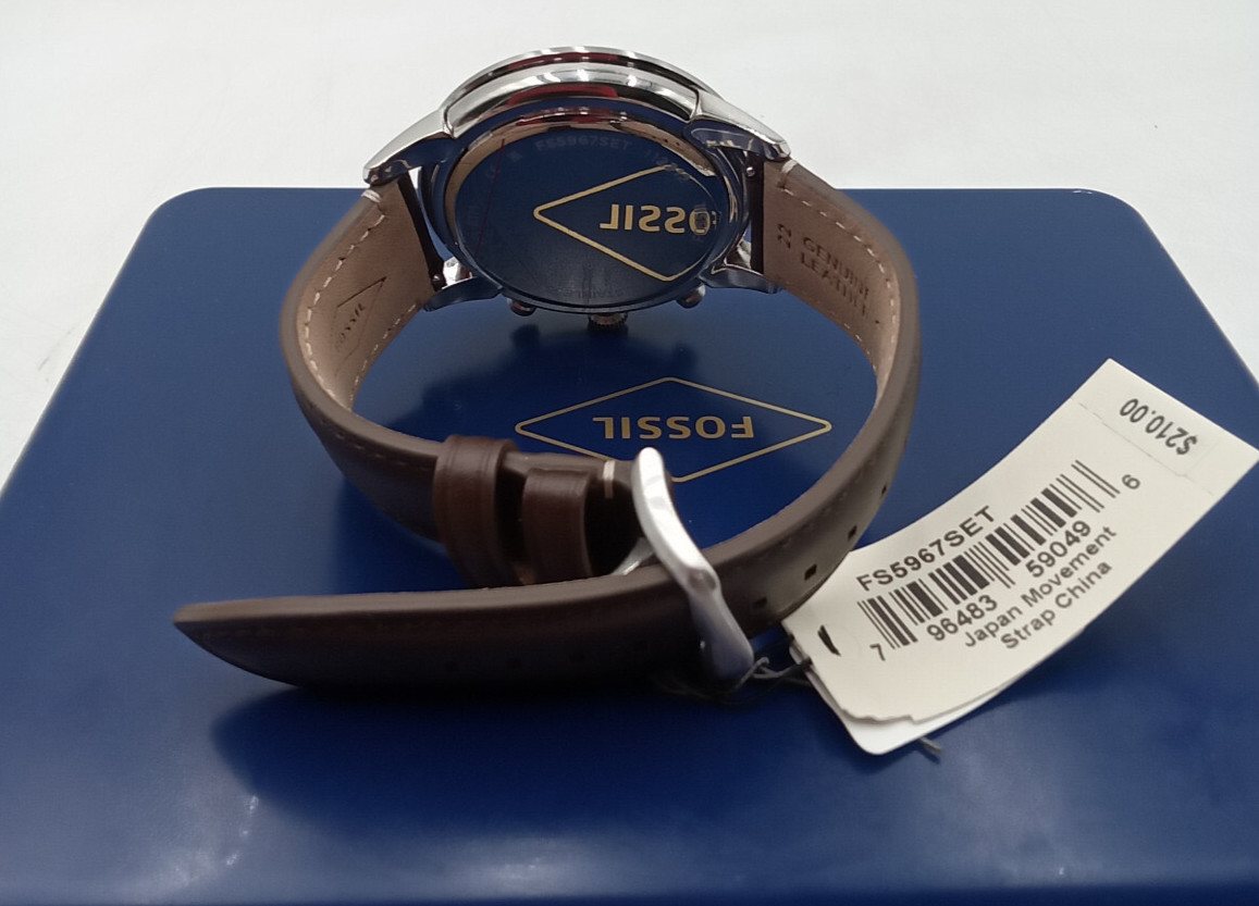 Fossil Townsman Chronograph Brown Leather Watch and Bracelet Set