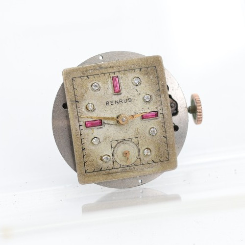 BENRUS DIAMOND RUBY DIAL TANK WRIST WATCH MODEL CW 2, ETA 1260 FOR REPAIR (IB)