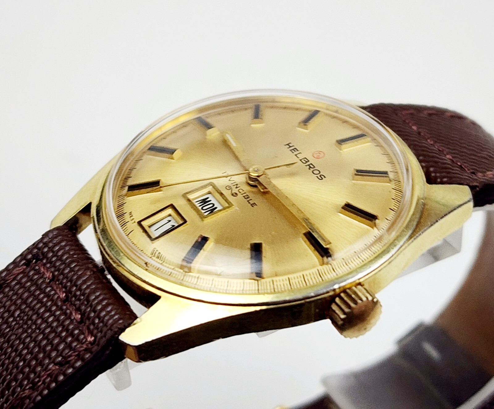 Men’s WEST GERMANY Vintage 70’s Watch HELBROS Cal.PUW 460. Manual Wind