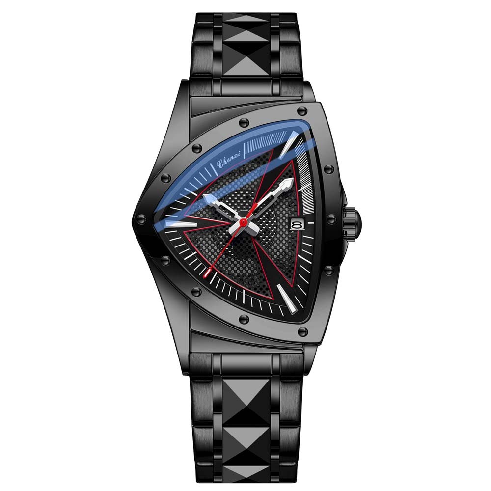 CHENXI Men Quartz Watch Triangle Silver Steel Watch for Male Business Wristwatch
